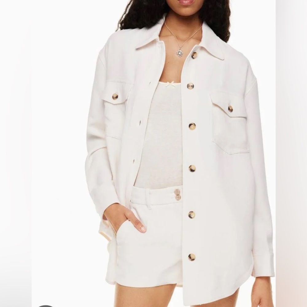Aritzia Wilfred The Ganna Shirt Jacket Crepette Matte Pearl